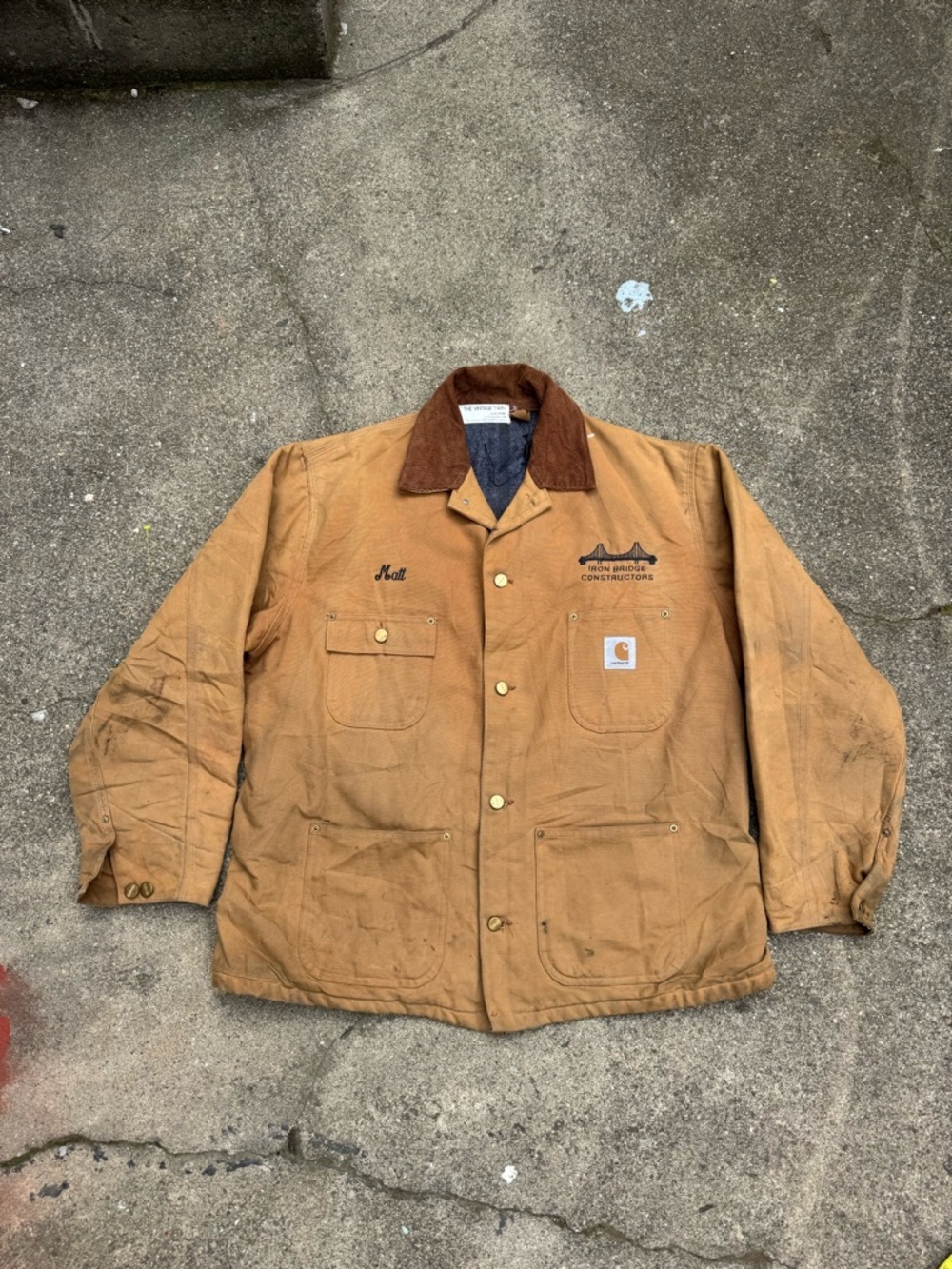 Vintage Carhartt Chore Coat XL Blanket Lined Distressed Workwear Duck Jacket USA